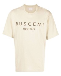 T-shirt girocollo ricamata beige di Buscemi