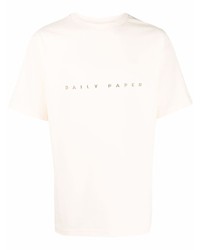 T-shirt girocollo ricamata beige di Daily Paper