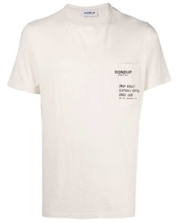 T-shirt girocollo ricamata beige di Dondup