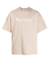 T-shirt girocollo ricamata beige di Fiorucci