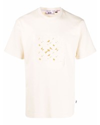 T-shirt girocollo ricamata beige di Gcds