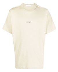 T-shirt girocollo ricamata beige di Helmut Lang