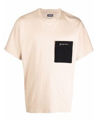 T-shirt girocollo ricamata beige di Jacquemus