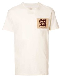 T-shirt girocollo ricamata beige di Kent & Curwen