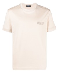 T-shirt girocollo ricamata beige di Kiton
