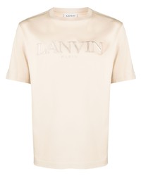 T-shirt girocollo ricamata beige di Lanvin