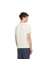 T-shirt girocollo ricamata beige di AMI Alexandre Mattiussi