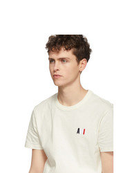 T-shirt girocollo ricamata beige di AMI Alexandre Mattiussi
