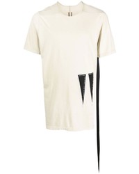 T-shirt girocollo ricamata beige di Rick Owens DRKSHDW