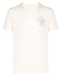 T-shirt girocollo ricamata beige di Sandro Paris