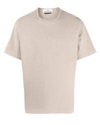 T-shirt girocollo ricamata beige di Stone Island