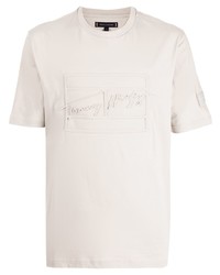 T-shirt girocollo ricamata beige di Tommy Hilfiger