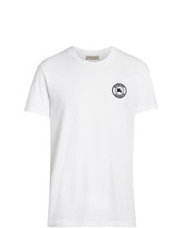 T-shirt girocollo ricamata bianca e nera di Burberry