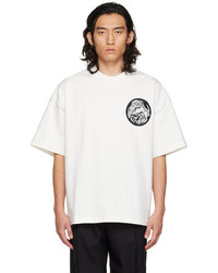 T-shirt girocollo ricamata bianca e nera di Jil Sander