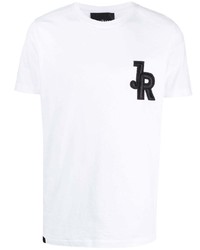 T-shirt girocollo ricamata bianca e nera di John Richmond