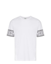 T-shirt girocollo ricamata bianca e nera di Kenzo