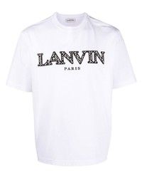 T-shirt girocollo ricamata bianca e nera di Lanvin