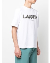 T-shirt girocollo ricamata bianca e nera di Lanvin