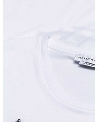 T-shirt girocollo ricamata bianca e nera di Alexander McQueen