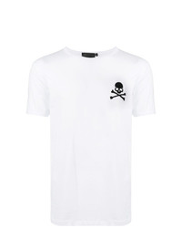 T-shirt girocollo ricamata bianca e nera di Philipp Plein