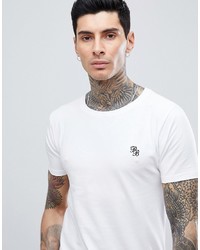 T-shirt girocollo ricamata bianca e nera di Process Black
