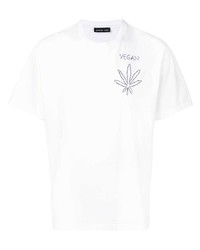 T-shirt girocollo ricamata bianca e nera di Riccardo Comi