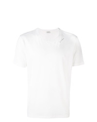T-shirt girocollo ricamata bianca e nera di Saint Laurent