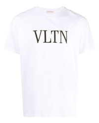 T-shirt girocollo ricamata bianca e nera di Valentino