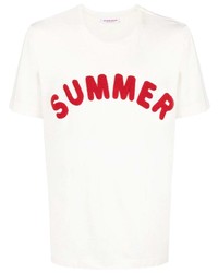 T-shirt girocollo ricamata bianca e rossa di Orlebar Brown