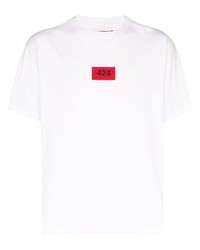 T-shirt girocollo ricamata bianca di 424