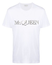 T-shirt girocollo ricamata bianca di Alexander McQueen