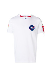 T-shirt girocollo ricamata bianca di Alpha Industries