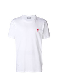 T-shirt girocollo ricamata bianca di AMI Alexandre Mattiussi