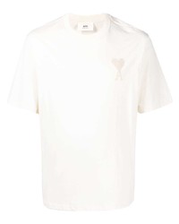 T-shirt girocollo ricamata bianca di Ami Paris