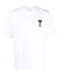 T-shirt girocollo ricamata bianca di Ami Paris