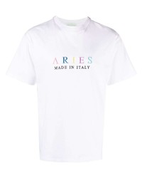 T-shirt girocollo ricamata bianca di Aries