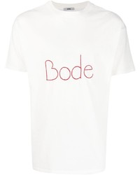 T-shirt girocollo ricamata bianca di Bode