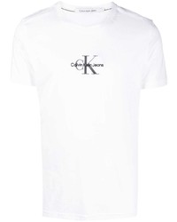 T-shirt girocollo ricamata bianca di Calvin Klein Jeans