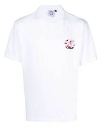 T-shirt girocollo ricamata bianca di Carne Bollente