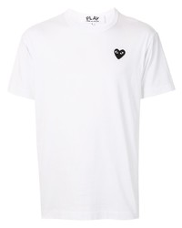 T-shirt girocollo ricamata bianca di Comme Des Garcons Play