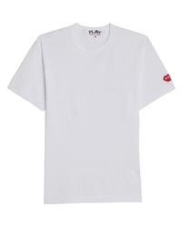 T-shirt girocollo ricamata bianca di Comme Des Garcons Play