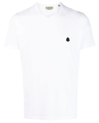 T-shirt girocollo ricamata bianca di Corneliani