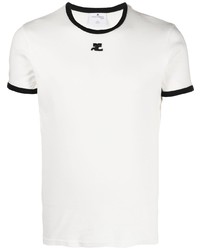 T-shirt girocollo ricamata bianca di Courrèges