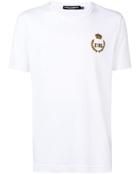 T-shirt girocollo ricamata bianca di Dolce & Gabbana