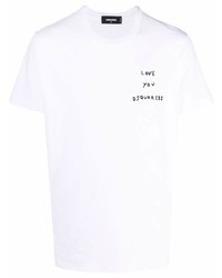 T-shirt girocollo ricamata bianca di DSQUARED2