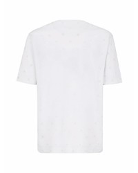 T-shirt girocollo ricamata bianca di Fendi