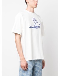 T-shirt girocollo ricamata bianca di Ader Error