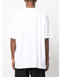 T-shirt girocollo ricamata bianca di MM6 MAISON MARGIELA