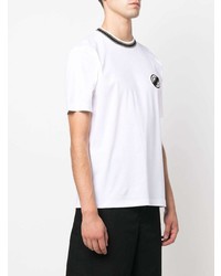 T-shirt girocollo ricamata bianca di Giorgio Armani