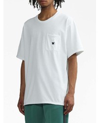 T-shirt girocollo ricamata bianca di Needles